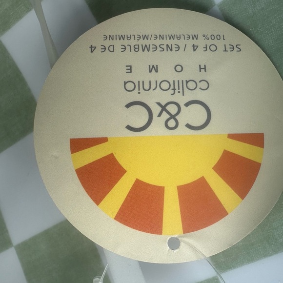 C&C California Sage and White Checkered Plates MacKenzie-Childs Inspired - Picture 2 of 3